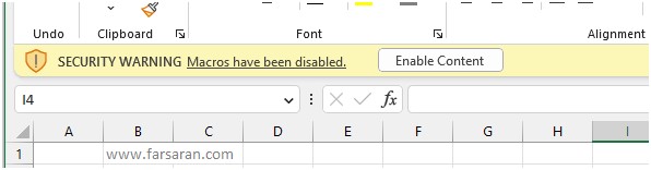 فعال کردن ماکروی فایل اکسل