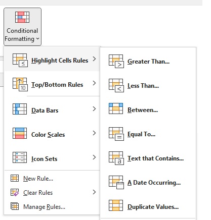 رنگی شدن سلولها با conditional formatting اکسل