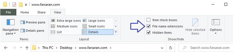 تنظیم نمایش پسوند فایل ها در ویندوز ۱۰