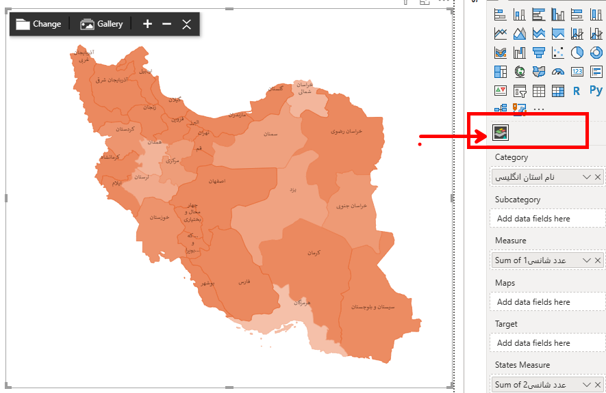 نقشه استان های ایران در Power BI 